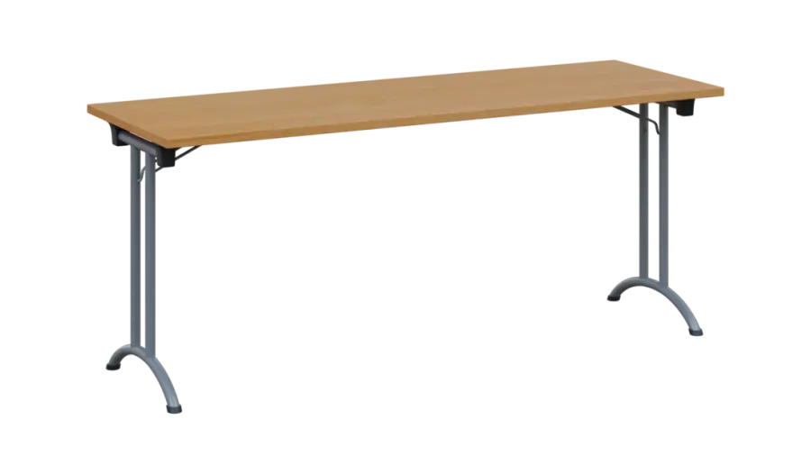 SLA 180 lak skládací jednací stůl 1800x600, deska 25 mm, podnož stříbrný lak, deska buk royal